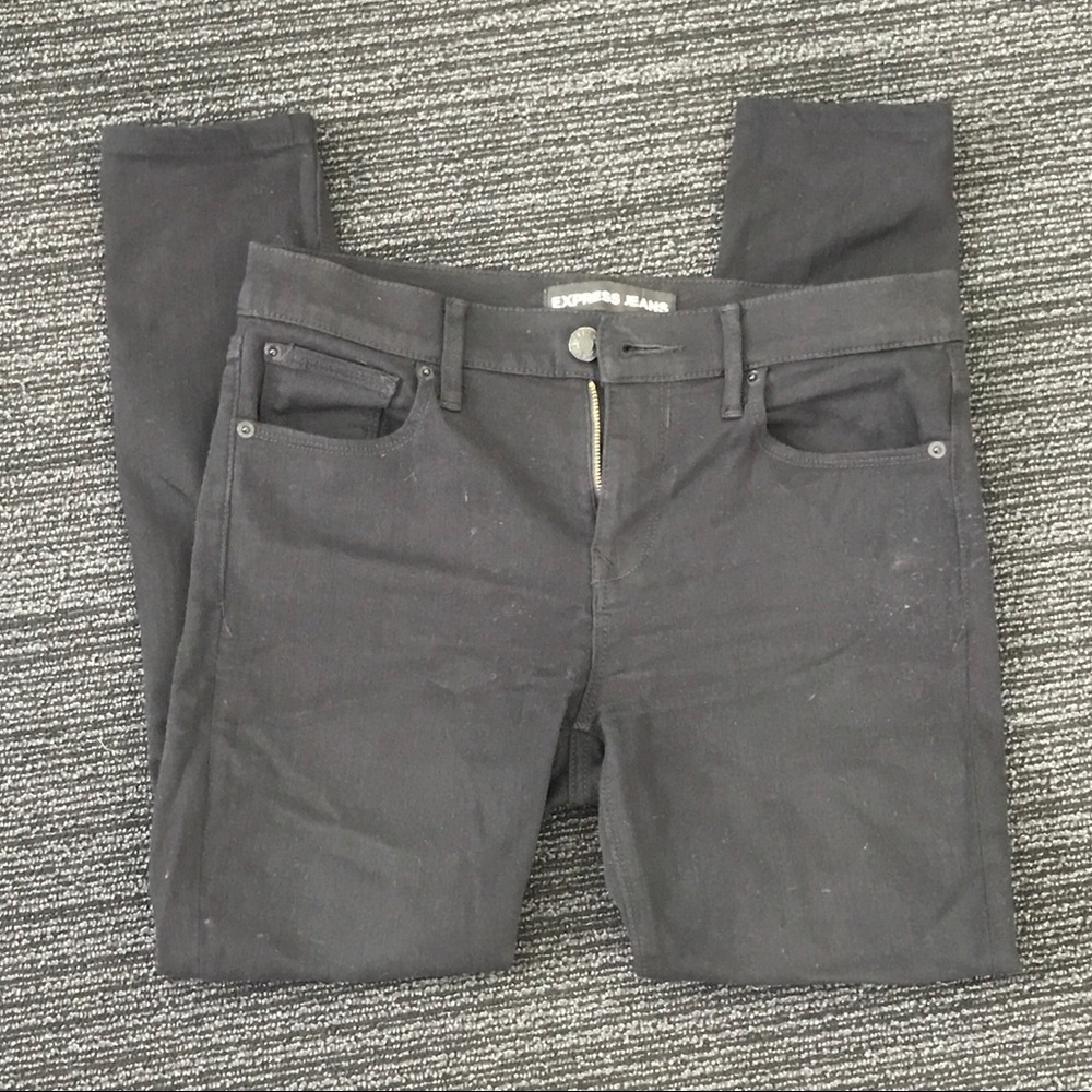 Express Black Mid Rise Jean Leggings - Picture 4 of 8
